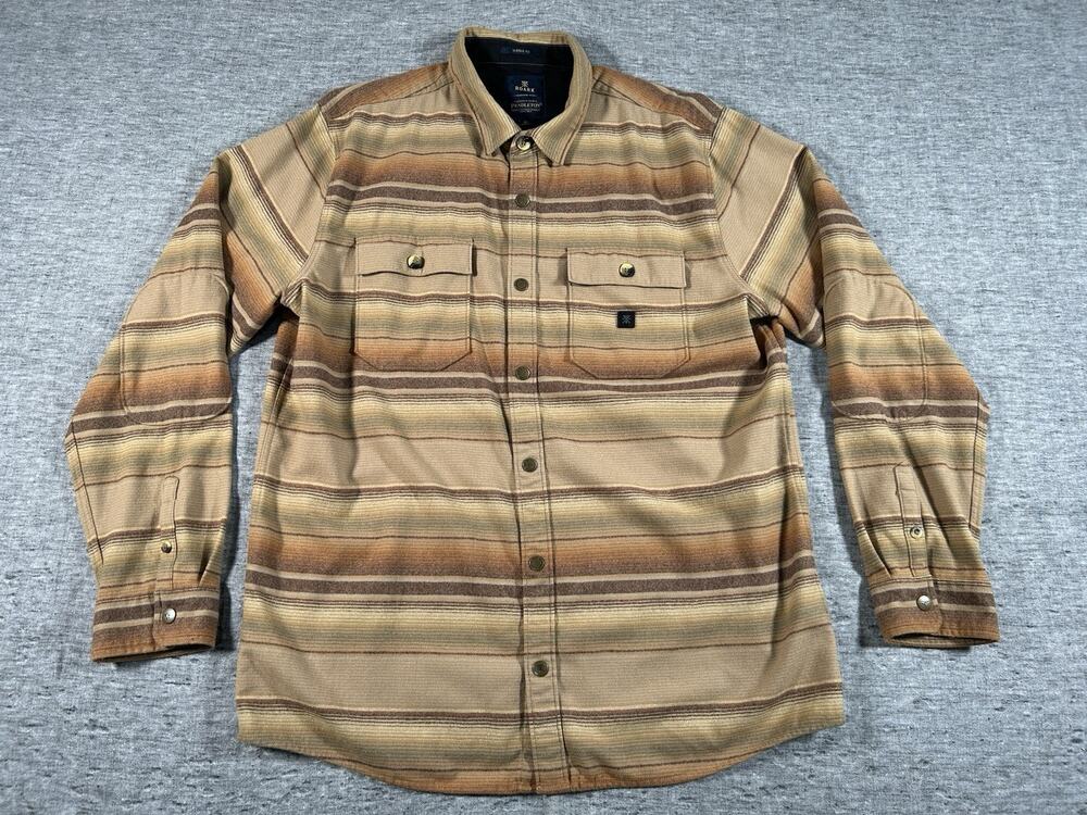 Pendleton Roark Wool Flannel Shirt Mens Extra Large Beige Stripe Outdoors
